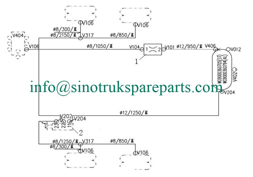 sinotruk spare parts Brake lines and valves for air suspension-sinotruk parts
