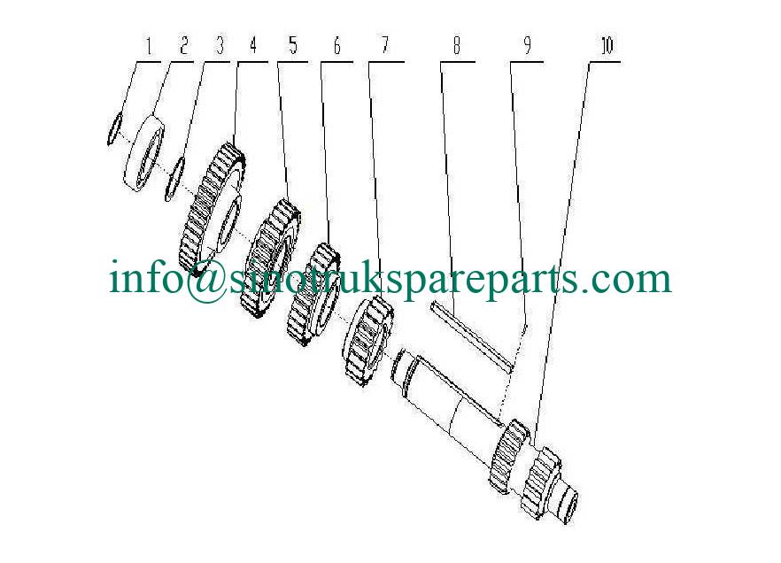 COUNTER SHAFT RIGHT, HW19710, SINOTRUK SPARE PARTS CATALOG